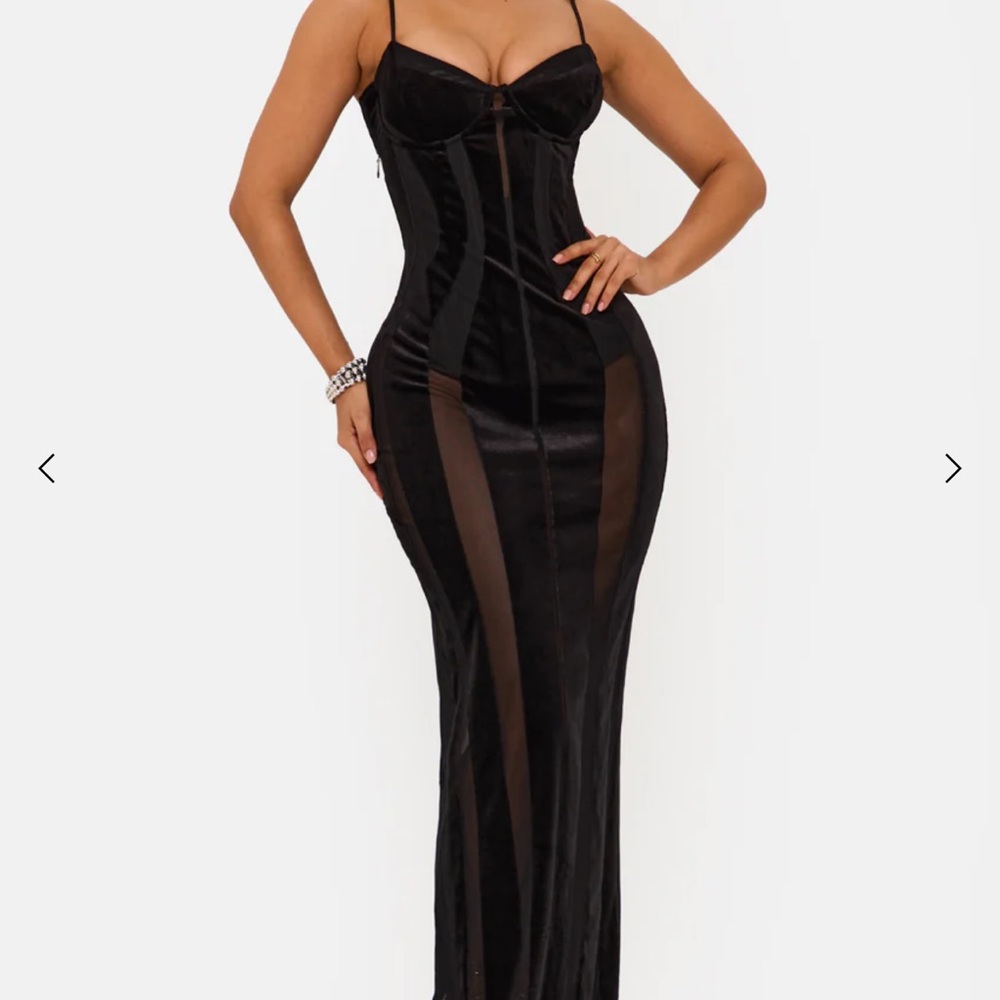 Elegant Black Sheer Panel Dress